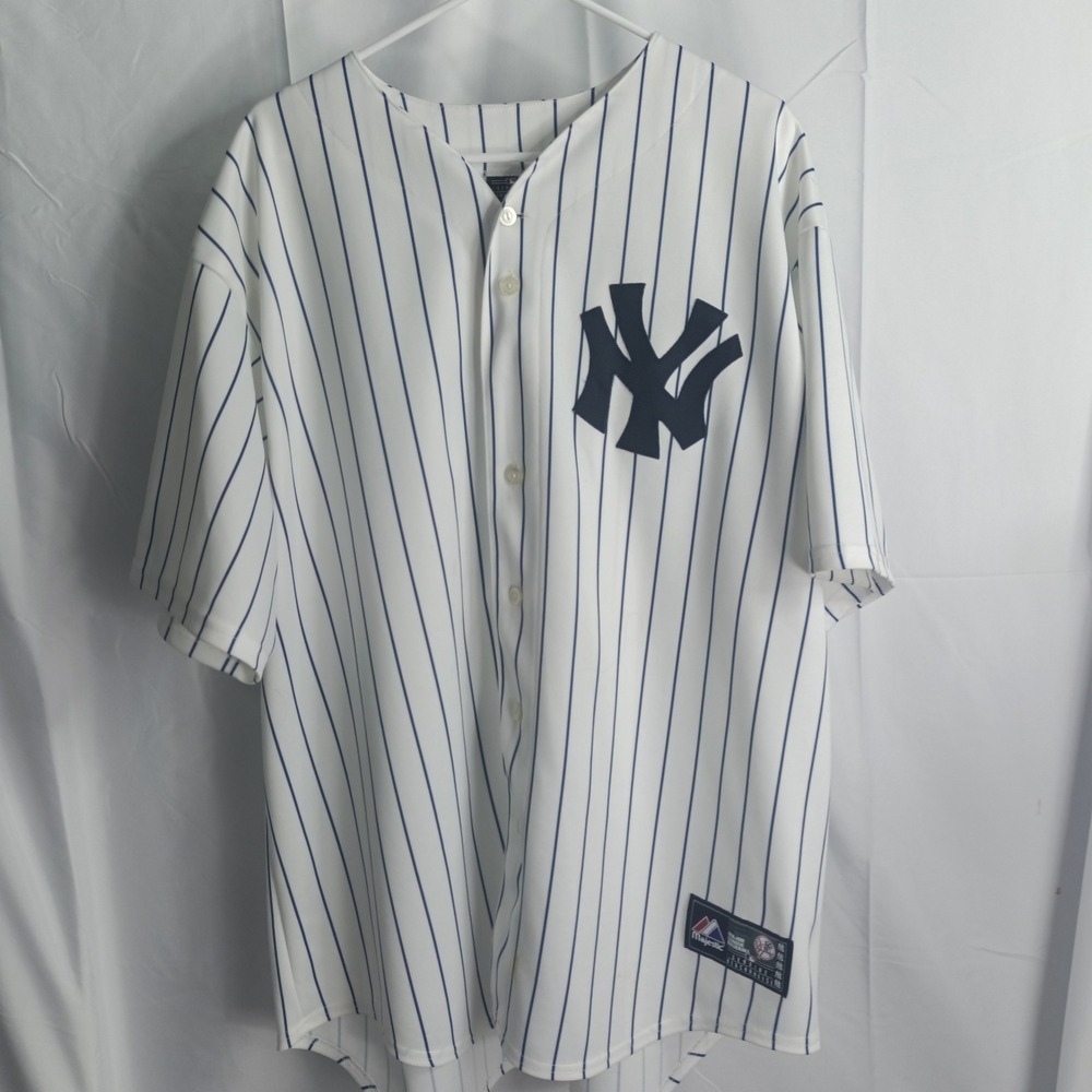 Majestic New York Yankees Derek Jeter 2 Pinstripe Baseball Jersey Mens XXL 6700